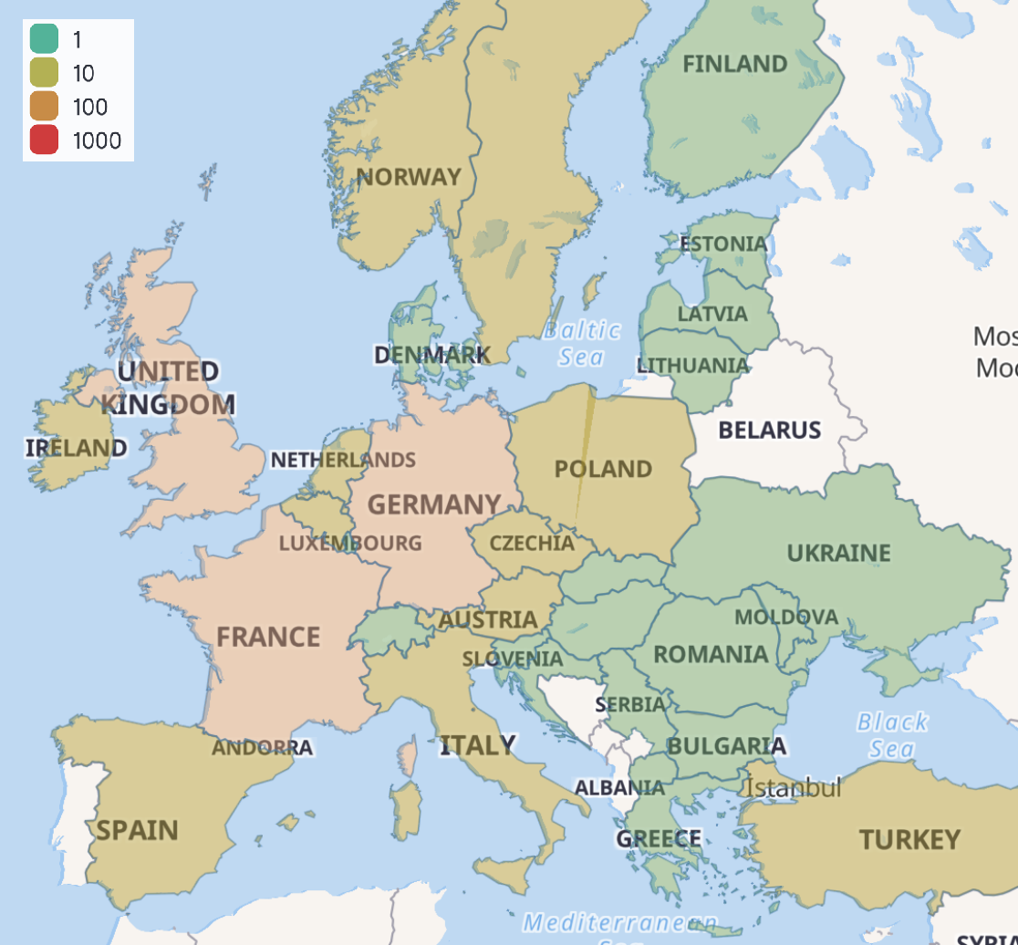 Europæisk infektionskort for januar 2021