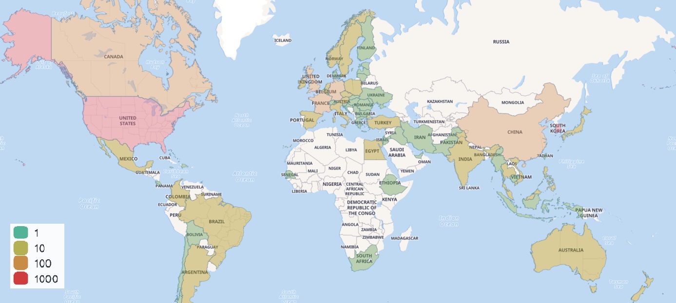 Globalt infektionskort for januar 2021