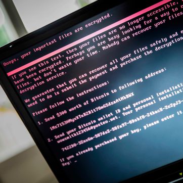 Ransomware note on screen. FOTO: Rob Engelaar/EPA/Ritzau Scanpix